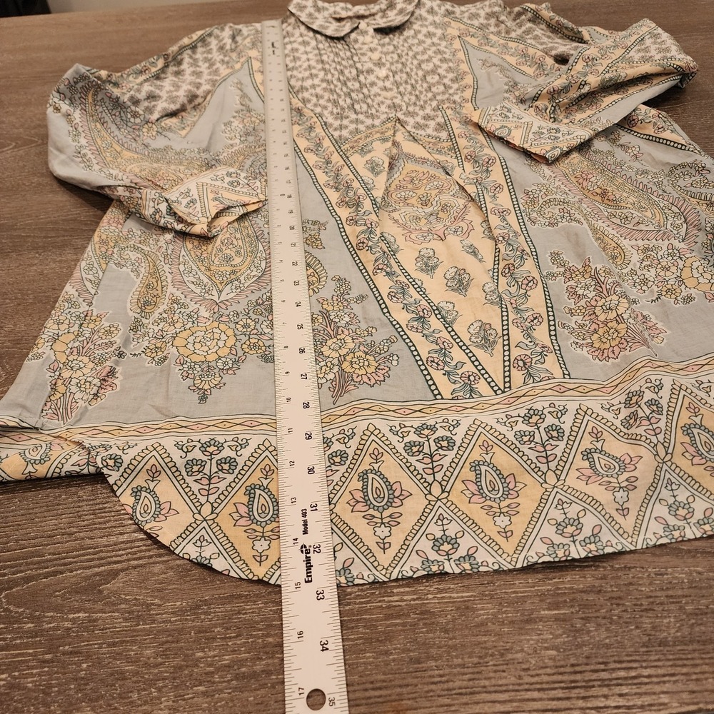 Soft Surroundings Tabitha Tunic Blouse S Cotton Paisley Prairie Boho Cottagecore - Picture 11 of 12